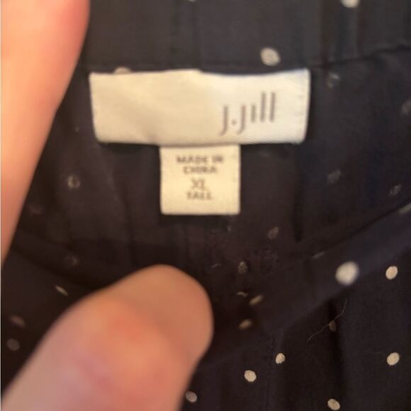 J. Jill Navy Polka Dot Wide Leg Pull on Pants size XL Tall - Picture 5 of 5